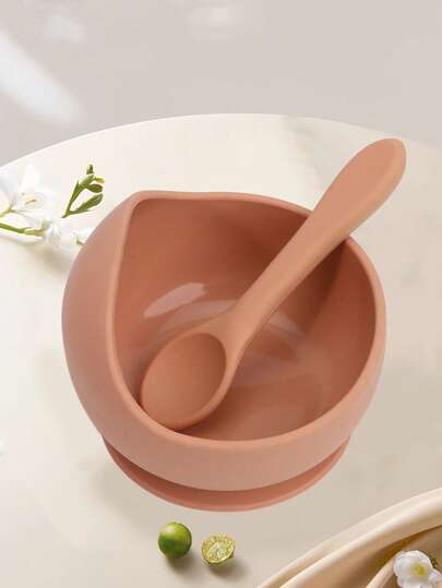 Baby Food Bowl With Spoon; Children's Eating Bowl; Suction Bowl; Anti-Falling And Durable Silicone Bowl.