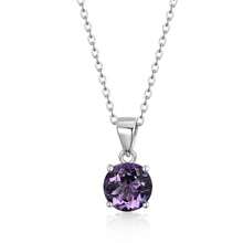 1pc 925 Sterling Silver Minimalist Elegant Round Cut Natural Amethyst Pendant Necklace - Violet Purple - View 10