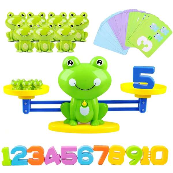 Balance Scale Math Learning Toy With Frog Balance Game, Numbered Blocks & Color Recognition Cards - Educational Counting & Weight Comparison Activity For, Preschool & Kindergarten - Durable Plastic, Easy Assembly, Vibrant Colors (Birthday/Christmas Gift)