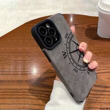 Creative and Broken Compass Pattern Imitation Faux Leather Texture Mobile Phone Case for iPhone 16/16Pro/16ProMax/16Plus/15/15Plus/15Pro/15ProMax, 14/14Plus/14Pro/14ProMax, 13/13Pro/13ProMax, 12/12Pro/12ProMax, 11/11Pro/11Proamx, 7/8plus, XR/Xs/XsMax High
