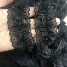 1pc 4.5cm Glass Bead Pleated Mesh Fabric Ruffle Chiffon Trim Sewing Accessory, DIY Ribbon Pleated Ruffle Headband Decor - Multicolor - View 14