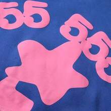 Spider Web Fashion Hip-Hop Printed Flower Hoodie, European And American  Brand Large-Sized Loose Men's And Women's Hooded Sweatshirt Set - 藍色 - 查看 3