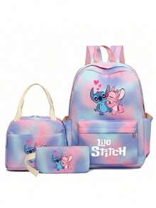 Stitch School Bag Large Capacity Backpack Starry Sky Print Cartoon Outdoor Backpack, Large Capacity Makeup Organizer Makeup Case,For Lipstick,Brush,Skincare,Mobile Phone, Coin, Small Items, For Home,Gift,Vacation And Festival Halloween Christmas Multifunctional Use