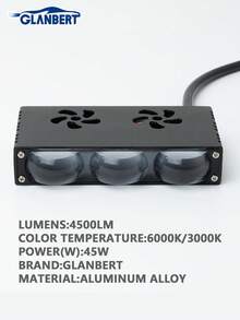 GLANBERT 超亮格栅灯，远近光一体式驾驶灯，迷你投影雾灯，适用于卡车/轿车/越野车/UTV/ATV/摩托车，白/黄工作雾灯