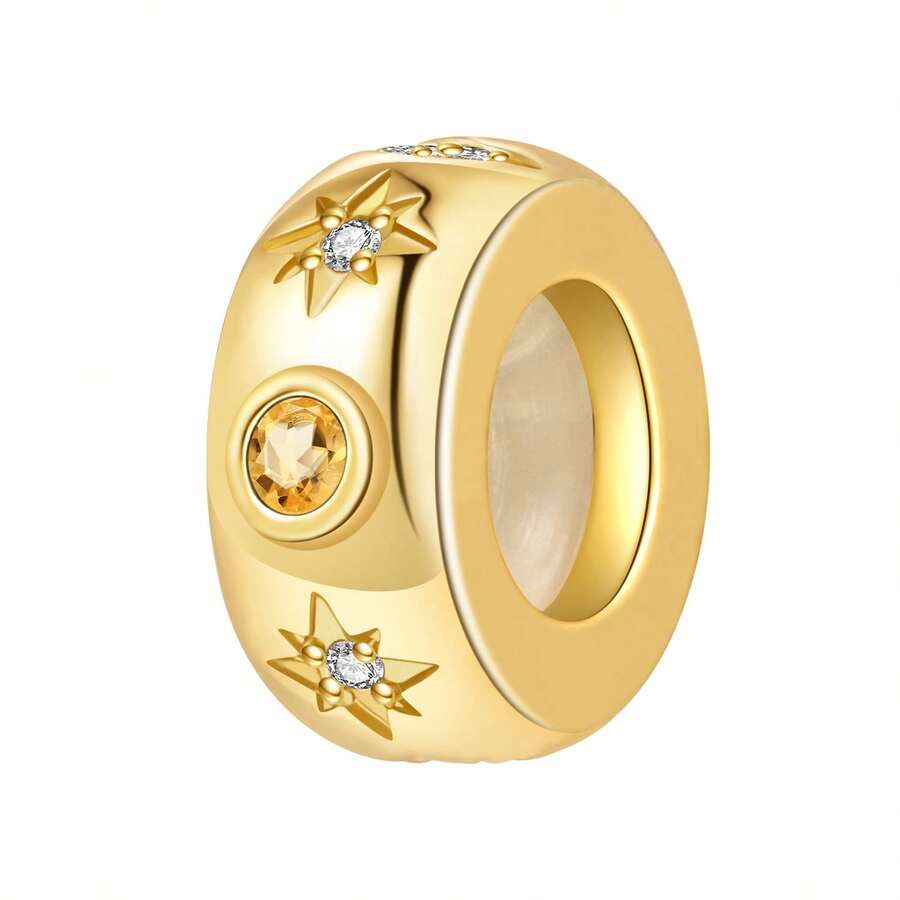 CYCUFF 1 Hạt charm mạ bạc hình mặt trời, mặt trăng và ngôi sao mạ vàng 18K dùng làm vòng tay, vòng cổ, trang sức tự làm, quà tặng sinh nhật phù hợp cho phụ nữ - Vàng - Xem 1