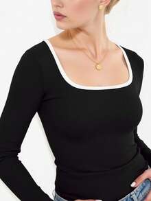 2025 Herbst/Winter Neue Damen Rollkragen T-Shirt - Modischer lässiger figurbetonter undurchsichtiger Oberteil mit Farbblockdesign, minimalistischer Pendler- und Sportlicher Stil. Mit Schlitzmanschetten für einen schlanken Effekt. ShirLässigeizeit, Sport und Büromode.