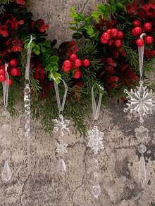 1 Set/18 Piezas, Adornos de Copos de Nieve Transparentes Navideños, Decoraciones Exquisitas para el Hogar para Decorar el Árbol de Navidad, Arreglos Escénicos DIY como Recuerdos Navideños. Decoraciones Navideñas para la Decoración del Hogar en Invierno