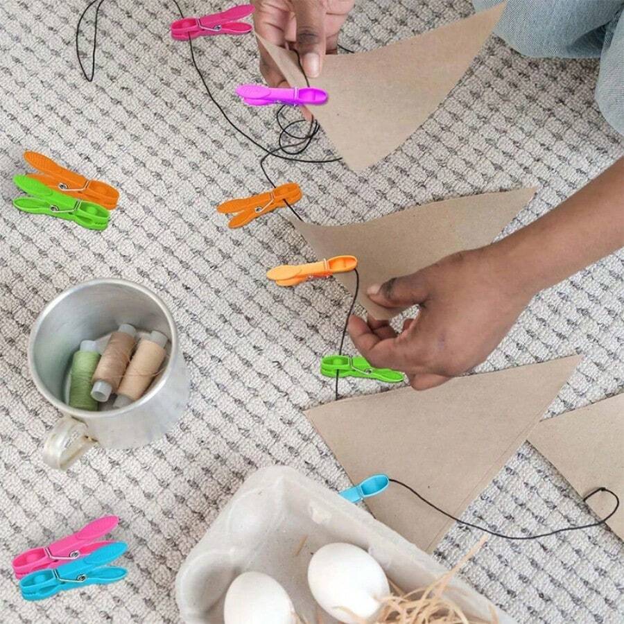 12 piezas Pinzas para la ropa, perchas de plástico, ganchos para tender la ropa, pinzas para toallas, accesorios de almacenamiento para el hogar