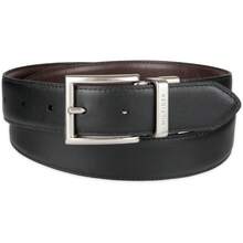 Cinturón reversible para hombre y alto con hebilla de níquel pulido - Coñac/Negro - Ver 7