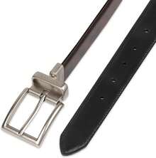 Cinturón reversible para hombre y alto con hebilla de níquel pulido - Coñac/Negro - Ver 3
