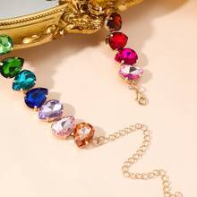 G-S 1 Banquet Party Gorgeous Colorful Glass Crystal Love Water Drop Women's Chain Necklace - Slight Surface Glazing Defects Are Normal