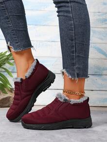 "Round Toe On Platform Warm Shoes Winter 2025 New Export Women's Thermal-Lined Warm Parent Shoes Wholesale Casual Outdoor Boots Cross-Border Snow Boots" - Red - View 9