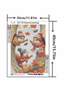1pc DIY Diamond Painting - Squirrel, Full Drill, Home Decor, 30*40cm/40x50cm - Multicolor - View 9