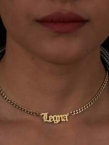 1pc Gold Gold Silver Custom Gold Old English Name Pendant Women's Necklace, Stainless Steel Nameplate Necklace, Personalized Custom Name Letter DIY Jewelry Birthday Gift - Multicolor 3 - View 7