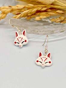 1 Pair Fashionable & Cute Metal Alloy Fox Dangle Earrings, Suitable For Daily Wear, Parties, Music Festivals, And Outfit Matching