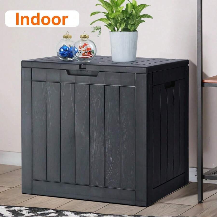 Outdoor Storage Box For The Courtyard, 31-Gallon Large-Capacity Waterproof And Sun-Resistant Resin Storage Container, Suitable For Both Indoor And Outdoor Use - Black - View 1