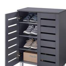 2 Door Shoe Storage Cabinet Dark Grey Wooden Rack Stand Cupboard 4 Tier Euston - Grey - View 6