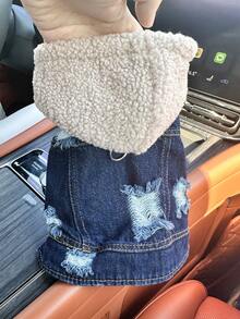 PETCIRCLE 1件宠物衣服，狗狗/猫咪套装，小型犬/幼犬可爱时尚舒适抓绒连帽外套 - 粉色 - 彩色 - 查看 11