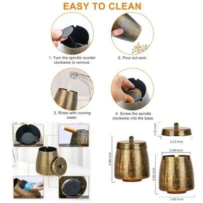 Black Cool Ashtrays With Lid, Smokeless Ashtrays Cigarettes Indoor Outdoor Smell Proof Windproof Ash Tray Outdoor Ashtray Patio Outside Home Modern DecorLarge, Black