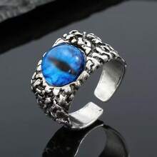 1 pieza Anillo abierto personalizado con ojo de diablo retro - Plata antigua - Ver 5