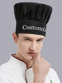 Customized Chef Hat, Adult Adjustable Elastic Baker Kitchen Cooking Chef Cap, Dust-Proof Hat, Work Hat For Bakery, Cafe, Dessert Shop, Restaurant, Kitchen, Anti-Hair Loss, Washable And Reusable