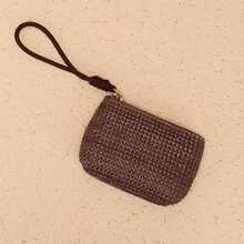 Mode Frauen Mini Stroh Geldbörsen Münzbeutel Kartenetui Geldbeutel Frauen Mädchen Reißverschluss Wechseltasche