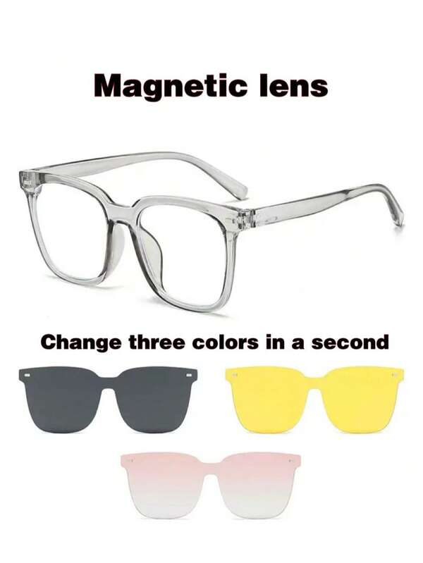 1pc Vintage Palace Style Elegant 3-In-1 Magnetic Adsorption Glasses, Unisex Night Vision Multi-Function Day & Night Glasses Suitable For Driving, Travel, Reading