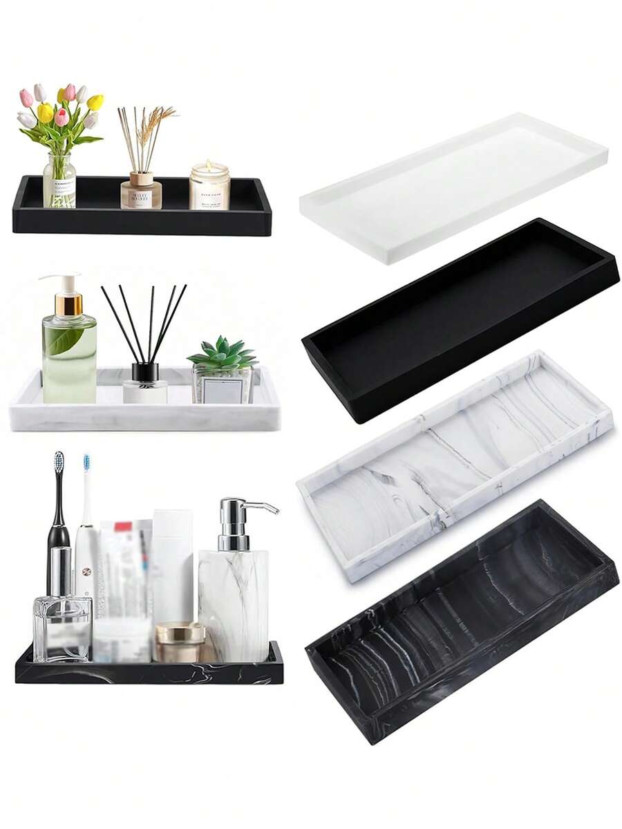 硅胶储物托盘 - 厨房水槽海绵储物托盘、创意免打孔梳妆台托盘、浴室托盘、珠宝托盘、珠宝收纳盒、储物收纳盒、厨房用品、整理和储存、浴室装饰、易于清洁