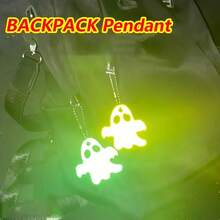 50pcs Colorful Glow-In-The-Dark Ghost Hanging Decorations - Neon Reflective Keychains With Chain, Halloween Party, Horror Packaging Decor, Durable PVC Spheres, Suitable For Masquerade, Backpacks, No Power Needed To Glow Under Black Light, Halloween Props, Backpack Accessories, Phone Decor, Fun Design, Chain Keychains, Halloween, Halloween Decorative Pendants