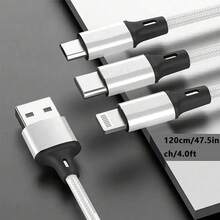 1pc 3-In-1 Braided Charging Cable & Car Charger, Fast Charging Adapter Compatible With IPhone 17 Pro Max/17 Pro/17 Plus/17/16/15/14/13/12/11/XS/XR/8/7/6, IPad, S25/S24/S23/S22/S21/S20 Ultra Plus, - Multicolor - View 9