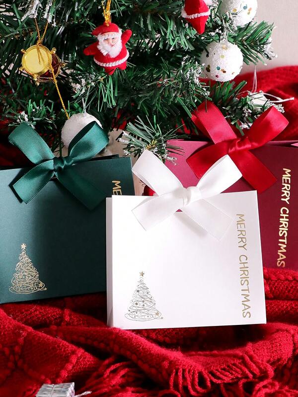 5pcs Elegant Merry Christmas Mini Gift Boxes Festive Favor Bags In Green And Red With Satin Ribbons, Perfect For Treats, Chocolates, And Small Gifts! Ideal For Holiday Parties, Christmas Celebrations, And Gift Exchanges.,Paper Box,Black Wrapping Paper,Gift Baskets;Christmas Candy Box,Gift Packaging,Gifts For Christmas;Valentines Gifts,Xmas Eve Box Gifts,Gift Christmas,Birthday,Bride,Wedding