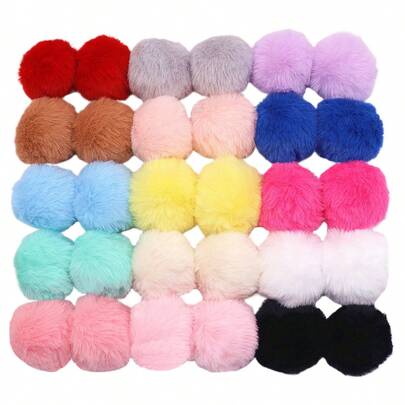 5 pièces Pompon de fourrure de lapin imitation 5cm Porte-clés Pompons Noël Ponpones Décoration Halloween Thanksgiving Noël Artisanat et fournitures créatives DIY