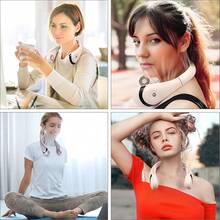 DQST Ventilador de Cuello, Ventilador de Cuello Portátil, 3 Velocidades de Viento, Recargable, Pantalla de Potencia, 5000 mAh, Batería de Larga Duración, Se Puede Utilizar en Interiores y Exteriores. - rosa - Ver 6