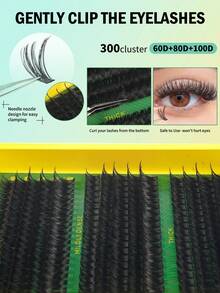 300 Stücke einzelne Wimpern Flauschige Wimpernbüschel 60D+80D+100D Einzelwimpern Dicke Wimpernbüschel D-Volumen Wimpernbüschel 9-18MM Verwischte Büschelwimpern, für den täglichen Gebrauch, Ausgehen oder Zuhause, geeignet für Partys, Musikfestivals, Halloween, Weihnachten, um ein perfektes und exquisites Make-up zu kreieren