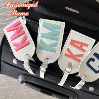 Personalized Shadow Letter Luggage Tag, PU Travel Bag Label, Suitcase Tag, Best Gift For Her/Him,New Year Glamour