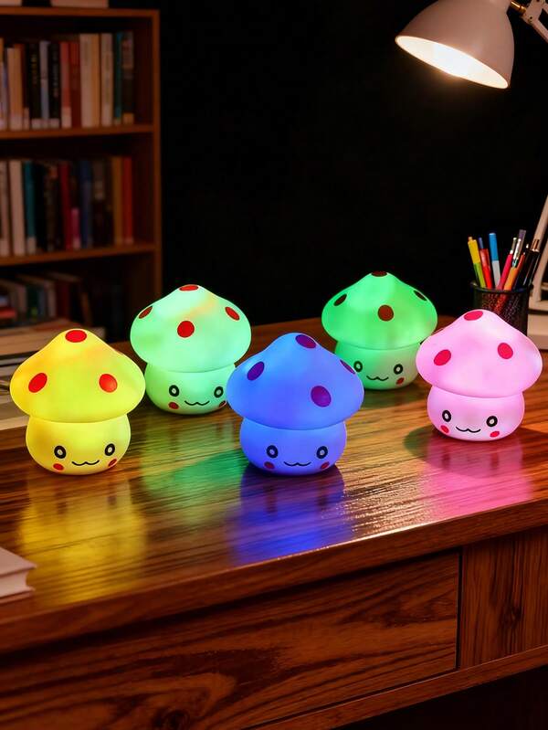 1pc Creative Mini Cute Mushroom 7-Color Changing LED Night Light, Home Decor Small Night Light Toy, Gift For Friends