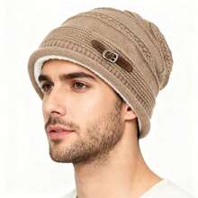 1pc Men's Solid Color Knit Beanie With Ear Flaps - Stretchy & Warm Winter Hat, Comfortable Design, Hand Washable & Lightweight, Suitable For Casual Or Formal Occasions, Available In 4 Colors, Fits All Head Sizes, Ideal Cold Weather Accessory, Fashionable & Practical