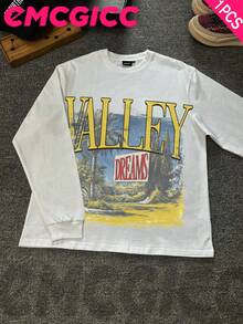 EMCGICC Manfinity Y2k Thin Long Sleeved T-Shirt ,Fit Fitting Style Graphic T Shirt Cotton 230g,Fashionable Hip-Hop For Men -  Long Sleeve T-Shirts, Funny Vintage Shirts,Regular Fit, Street Style, Digital Print,  Ideal Gift - 白色 - 查看 1