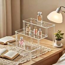 1 pièce Présentoir de rangement et d'affichage de modèle de voiture en acrylique transparent pour bureau, Étagère de rangement en acrylique pour organiser les figurines, Présentoir à étages pour jouets de bureau, Présentoir de rangement et d'affichage pour petits objets décoratifs.