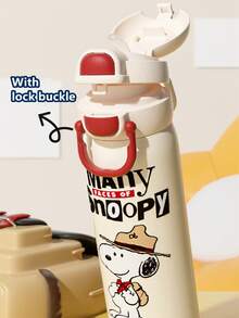 1pc 600ML Snoopy Stainless Steel Vacuum Insulated Water Bottle, Large Capacity Student Cup, Portable Sports Tumbler Cup With Straw, For Men & Women - Multicolor - View 8