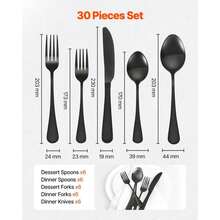 30-Piece Stainless Steel Cutlery Set - Elegant Flatware Utensils For 6 - Durable, Dishwasher , Modern Design - Ideal For Everyday Dining And Special Occasions