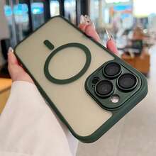 磁性奢华哑光半透明装甲防震外壳适用于 17 Pro Max 17 Air 16 16e 15 14 Plus 12 13 11 Pro Max 无线充电保护套 - 暗夜綠 - 查看 7
