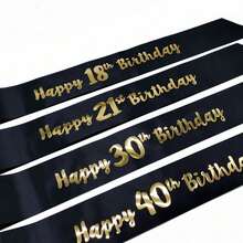 Perfect Birthday Gift - Sparkling Golden Foil Sash For Ages 16,18,21,30,40,50,60 - Party Decoration