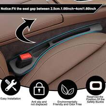 POKYGO 2 Pcs Relleno de Espacio para Asiento de Coche,Llenar los Huecos Entre el Asiento y la Consola, con 4 Ganchos de Almacenamiento para Coche, Ajuste Universal para Coches,SUVs y Camiones - negro - Ver 5