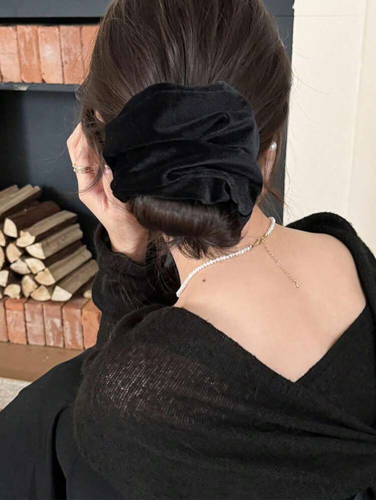 1pc Solid Scrunchies For Daily Use For Girls Hairstyles Casual Royal Hair Ties Scrunchy Hair Ties Ponytail Head Accessories Elastic Band Beauty Home Hair Accessories