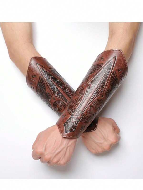 Brazaletes medieval con relieve de dragón, brazaletes vikingo, brazalete para el brazo, guantelete, accesorios de disfraces