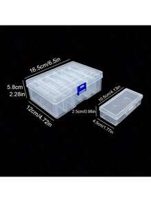 2pcs 6-In-1 Clear Plastic Storage Boxes With Locking Latch - Durable, Multipurpose Organizer For Girls Hair Accessories, Rubber Bands, Jewelry, DIY Crafts And Small Tools - Multicolor - View 9