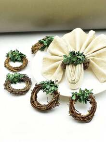 Navigation Themed Artificial Vine Napkin Ring, 4/6/12-Piece Natural Style Table Decoration (Table Decor), Suitable For Weddings, Parties, Mother's Day, And Home Dining Atmosphere, Table Decoration Gifts