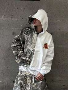 Fashion Fall/Winter Hoodie - Unisex Streetwear With Unique Plant Pattern & Asymmetrical Design - Perfect For Casual Y2K Style & Everyday Comfort - Ideal Gift For Autumn & Winter -Zip Up Hoodie Men - trắng - Xem 4