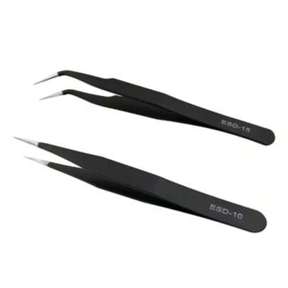 Stainless Steel Tweezers, Precision Tip, Anti-Static, Straight & Angled Tip, Suitable For Eyelash, Nail, Beauty